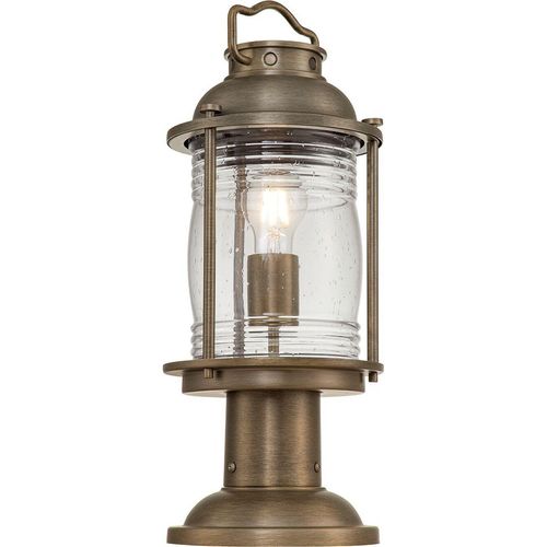 Sockelleuchte Glas Aluminium E27 IP44 47,1 cm hoch in Bronze brüniert rund Vintage Design Außenleuchte