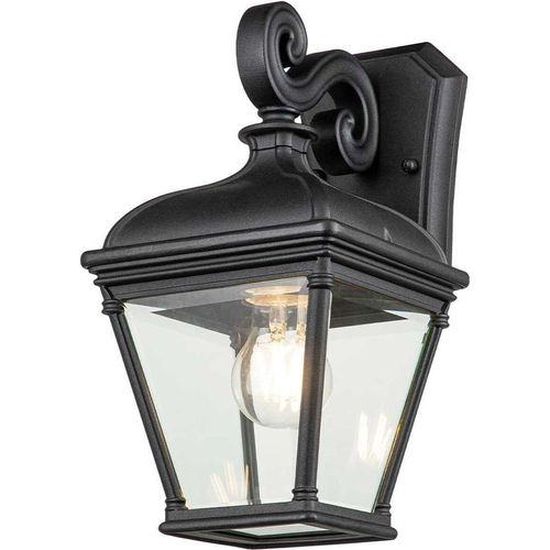 Außenleuchte Wand Glas Aluminium E27 IP44 33,4 cm hoch Schwarz Vintage Wandlampe außen