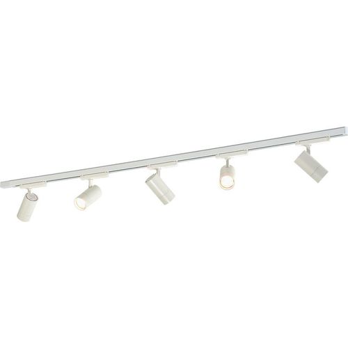 Qub Zoom LED Schienensystem – I-Form – 300cm – 5x Spots – 3-Phasen – Deckenstrahler Weiß – Einstellbare Helligkeit 20W/25W/30W – Farbtemperatur 2700K/3000K/4000K (Warmweiß bis Tageslichtweiß)