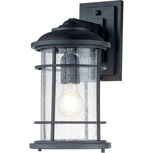 Wandlampe außen Aluminium Glas 35,2 cm hoch IP44 Schwarz E27 Maritim Außenleuchte Wand