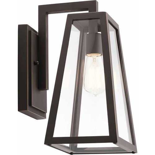 Außenleuchte Wand Aluminium Glas H: 35,7 cm IP44 in Geriebene Bronze E27 Vintage Design Außenwandleuchte