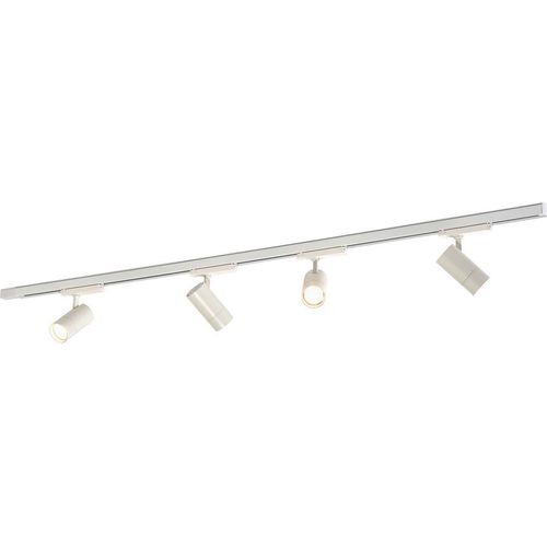 Qub Zoom LED Schienensystem – I-Form – 400cm – 4x Spots – 3-Phasen – Deckenstrahler Weiß – Einstellbare Helligkeit 20W/25W/30W – Farbtemperatur 2700K/3000K/4000K (Warmweiß bis Tageslichtweiß)