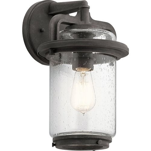 Außenleuchte Wand Aluminium Glas 35,6 cm hoch IP44 Zink verwittert E27 Vintage Design Wandlampe außen