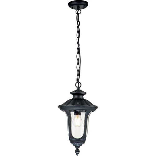 Außenlampe Aluminium Glas IP44 23,5 cm breit H: max. 151 cm Schwarz rund Rustikal Hängelampe außen