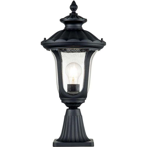 Sockelleuchte Glas Aluminium IP44 51 cm hoch Schwarz Rustikal Außenleuchte