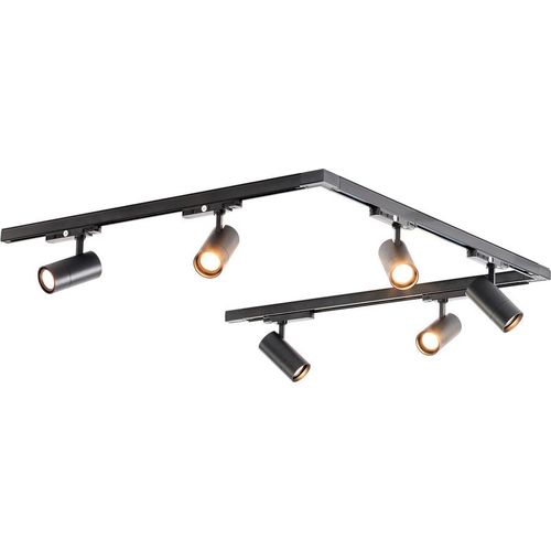 Qub Zoom LED Schienensystem – 3x 400cm – U-Form – 16x Strahler – 3-Phasen – Deckenstrahler Schwarz – Einstellbare Helligkeit 20W/25W/30W – Farbtemperatur 2700K/3000K/4000K (Warmweiß bis Tageslichtweiß)