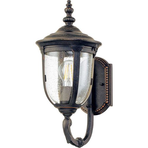 Wandleuchte außen Aluminium Glas 41,5 cm hoch IP44 in Bronze verwittert Rustikal