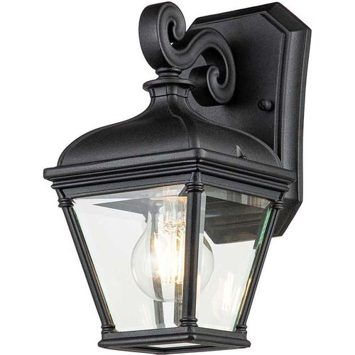 Wandleuchte außen Aluminium Glas H: 27,4 cm IP44 Schwarz E27 Vintage Design