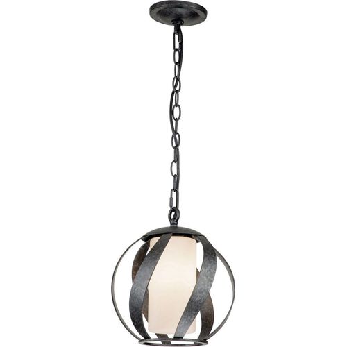 Hängeleuchte außen Metall Glas E27 IP44 H: max. 287,3 cm Schwarz Antik Weiß rund Kugelschirm Modern