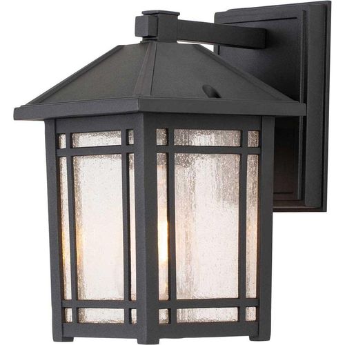 Außenleuchte Wand Aluminium Glas 24,8 cm hoch IP44 Schwarz E27 Rustikal Wandleuchte außen