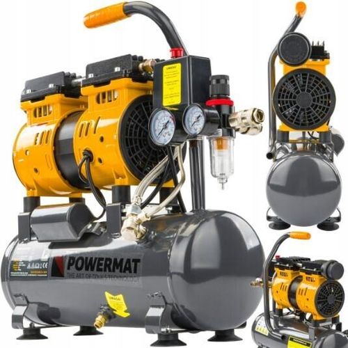 Druckluft Kompressor 6L 8 BAR 0.55kW Ölfrei Luftkompressor 2 Kolben Flüsterkompressor Abschaltautomatik