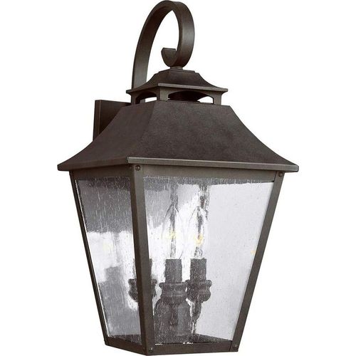 Außenlampe Wand Edelstahl Glas 48,9 cm hoch IP44 Schwarz antik E14 3-flammig Rustikal Wandlampe außen