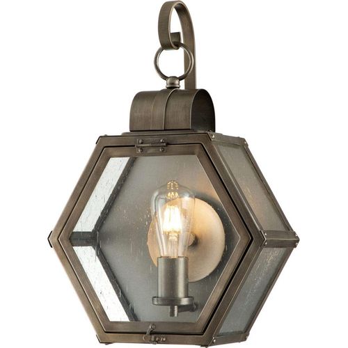 Außenlampe Wand Aluminium Glas 48 cm hoch IP44 in Bronze brüniert E27 Rustikal