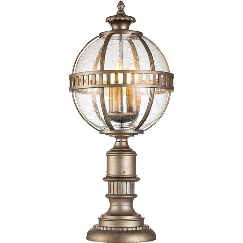 Sockelleuchte Aluminium Glas E14 IP44 69,6 cm in Bronze brüniert 3-flammig rund Vintage Design Außenleuchte