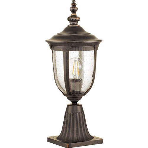 Sockelleuchte Aluminium Glas 46,6 cm hoch IP44 in Bronze verwittert Rustikal Stehlampe außen