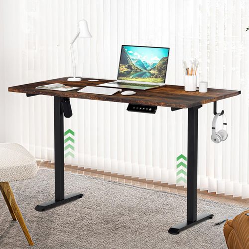 Jayseuw Höhenverstellbarer Schreibtisch elektrisch 120x60cm Stehschreibtisch Memory-Funktion mit 4 Höhen, Anti-Kollisions, Sitz-Stehpult, Vintage-Farben