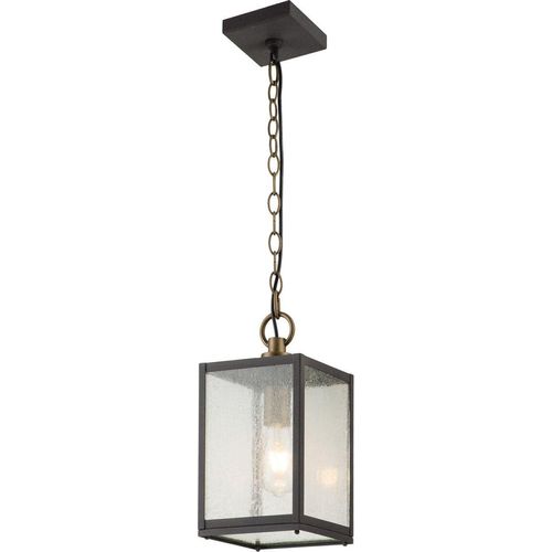 Hängelampe außen Aluminium Glas E27 IP44 H: max. 197,2 cm Zink verwittert eckig Vintage Außenlampe