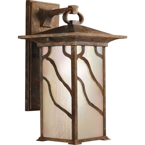 Außenlampe Wand Aluminium Glas H: 38,6 cm IP44 in Kupfer Antik E27 Vintage Design Wandlampe außen