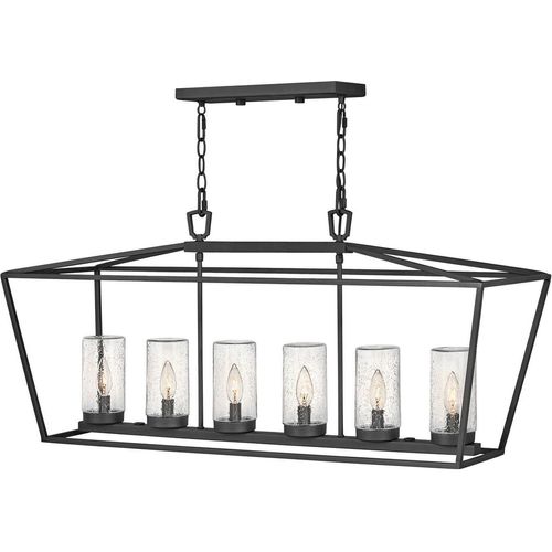 Pendelleuchte außen Aluminium Glas H: max. 216,8 cm IP44 Schwarz E14 länglich Vintage Design