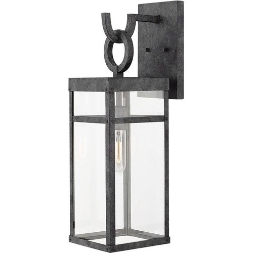 Außenlampe Wand Aluminium Glas H: 56,4 cm IP44 Zink Antik E27 Vintage Außenleuchte