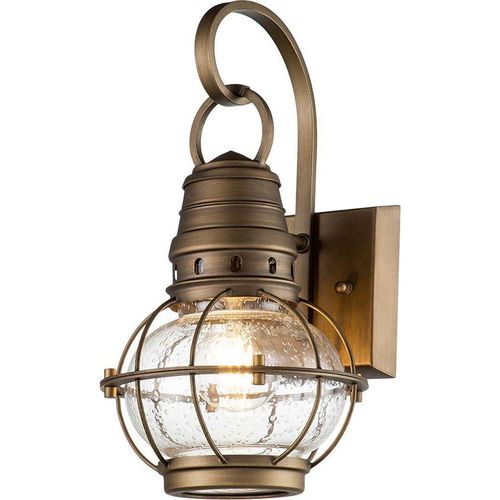 Außenwandleuchte Aluminium Glas H: 33,4 cm IP44 in Messing Vintage Design Außenlampe Wand