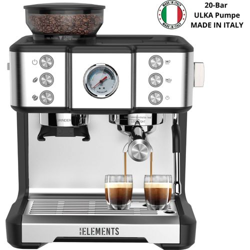 KB-ELEMENTS Siebträgermaschine mit Mahlwerk, Espressomaschine mit Mahlwerk, 20bar, Dual-Boiler-Heizsystem, ELK201CS
