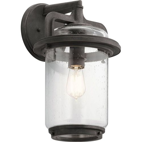 Wandlampe außen Glas Aluminium E27 IP44 43,7 cm hoch Zink verwittert Vintage Design Wandleuchte