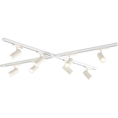 Qub Zoom LED Schienensystem – X-Form – 4x 300cm – 12x Spots – 3-Phasen – Deckenstrahler Weiß – Einstellbare Helligkeit 20W/25W/30W – Farbtemperatur 2700K/3000K/4000K (Warmweiß bis Tageslichtweiß)