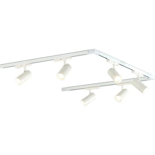 Qub Zoom LED Schienensystem – U-Form – 3x 200cm – 6x Spots – 3-Phasen – Deckenstrahler Weiß – Einstellbare Helligkeit 20W/25W/30W – Farbtemperatur 2700K/3000K/4000K (Warmweiß bis Tageslichtweiß)