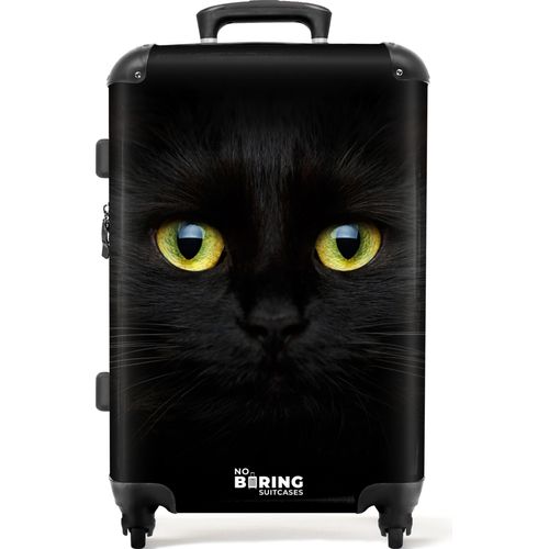 NoBoringSuitcases.com® Großer Koffer - Schwarze Katze mit hellen Augen - Kombinationsschloss TSA - Hartschalen Trolley 4 Rollen - 72 liter - Reisekoffer - 66 cmKoffer Mittelgroß 67x43x25 cm, 72L,