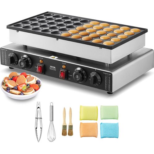 VEVOR Mini-Pfannkuchenmaker kommerzielle Dutch mini Pfannkuchen Maschine, 50 Stk., 43 mm Durchmesser, Dorayaki-Backmaschine, 1700 W, duale Temperatur- und Zeitregelung, in Küchen und Restaurant