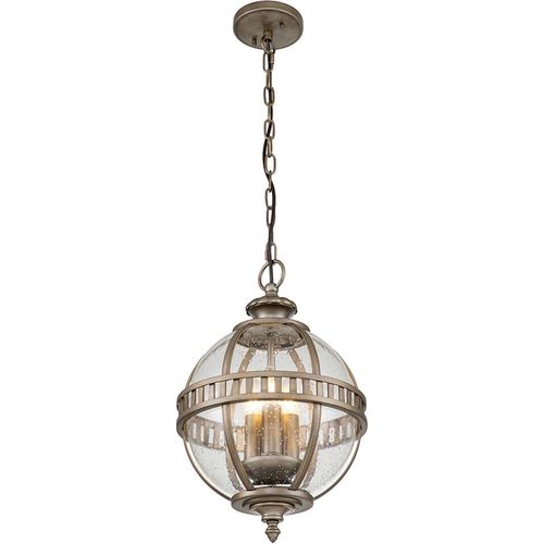Außenleuchte Aluminium Glas E14 IP44 30,5 cm breit H: max. 236,2 cm in Bronze brüniert 3-flammig rund