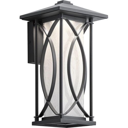 Außenleuchte Wand Aluminium Glas E27 IP44 H: 32,3 cm Schwarz Weiß eckig Vintage Design Wandlampe außen