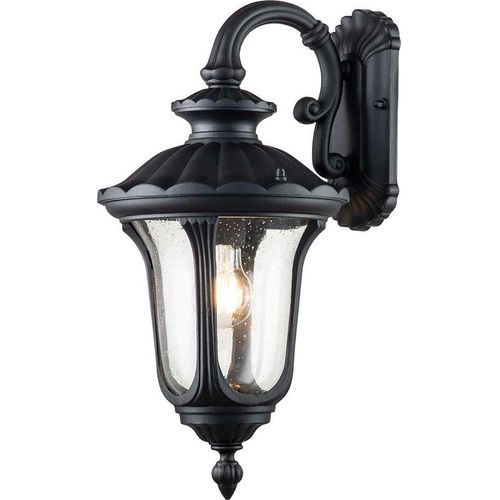 Außenleuchte Wand Glas Aluminium IP44 H: 47 cm Schwarz Rustikal Außenwandleuchte