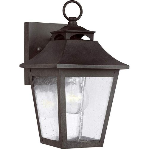 Wandlampe außen Edelstahl Glas H: 28,6 cm IP44 Schwarz antik Rustikal Außenleuchte Wand