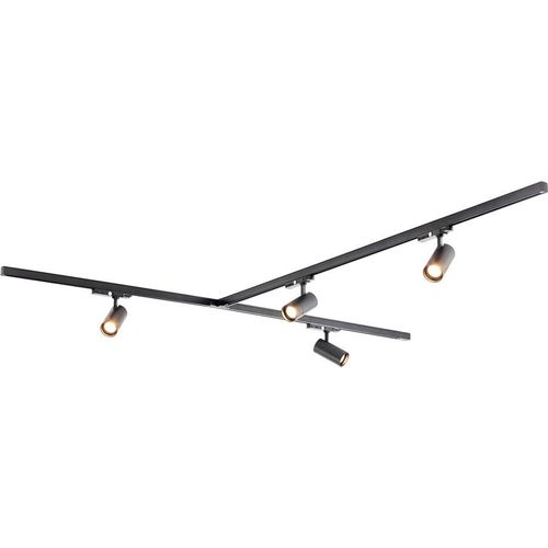 Qub Zoom LED Schienensystem – T-Form – 2x 100cm + 200cm – 4x Spots – 3-Phasen – Deckenstrahler Schwarz – Einstellbare Helligkeit 20W/25W/30W – Farbtemperatur 2700K/3000K/4000K (Warmweiß bis Tageslichtweiß)
