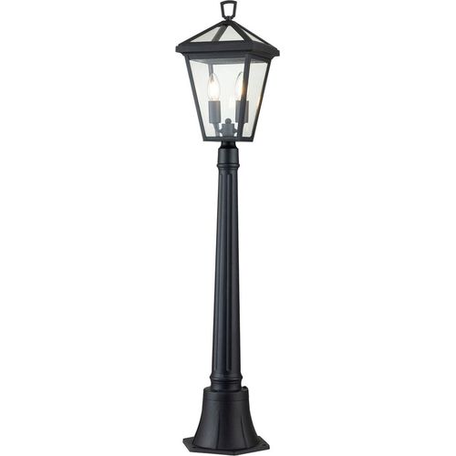 Außenlampe Glas Aluminium E14 IP44 110,2 cm hoch Schwarz 2-flammig Vintage Stehlampe außen