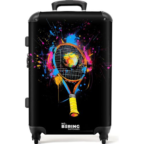 NoBoringSuitcases.com Hartschalen Koffer Mittelgroß 67x43x25 cm, 72L, Graffiti Sport: Tennisschläger, Reisekoffer mit 4 Rollen