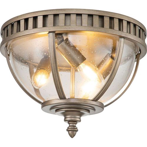 Außenlampe Glas Aluminium E14 IP44 30,5 cm breit in Bronze brüniert 3-flammig rund Vintage Design