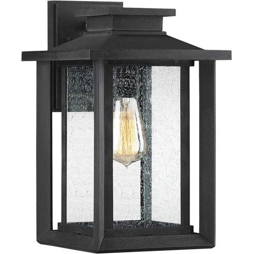 Außenlampe Wand Glas E27 IP44 H: 35,7 cm Schwarz Vintage Wandlampe außen
