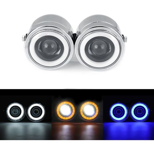 12V Hi/Lo Beam Twin Scheinwerfer Motorrad Doppel Doppel Doppel Dual Lamp Street Fighter Naked Dominator Chrom - Weiß
