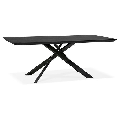 Alterego | Designertisch WALABY aus schwarzem Eschenfurnierholz & Metall X-Bein 200x100 cm | Schwarz | 200x100 cm
