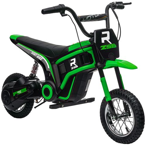 HOMCOM Kinder Elektro Motorrad, 24V Kindermotorrad mit Hupe, Leuchte, Kinderfahrzeug mit Drehgriff-Gashebel, 8-16 km/h, für 8-12 Jahre, Grün