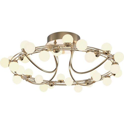 Deckenleuchte Edelstahl LED Ø 60 cm in Gold Weiß Kugelschirm rund 3000 K warmweißes Licht 4100 lm Modern