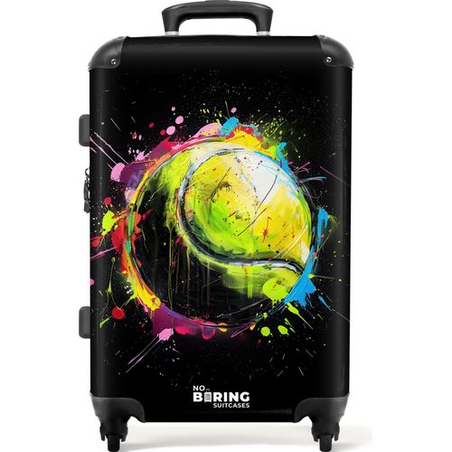 NoBoringSuitcases.com Hartschalen Koffer Mittelgroß 67x43x25 cm, 72L, Graffiti Sport: Tennisball, Reisekoffer mit 4 Rollen