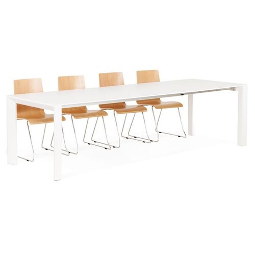 Alterego | Mattweißer ausziehbarer Designertisch 'MAMAT' MDF lackiert | 190(270)x95x75 cm
