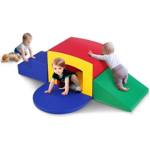 Kleinkind Einzeltunnel Klettergerät - Schaumstoff Kletterblöcke mit Treppe & Rampe - 5er Pack