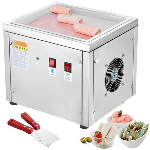 Eis-Rollmaschine - 28 x 24 x 2 cm Fritteuse für Eis - Eismaschine mit Kompressor und 2 Schabern - Zur Herstellung von Eis, gefrorenem Joghurt und Eisrollen.