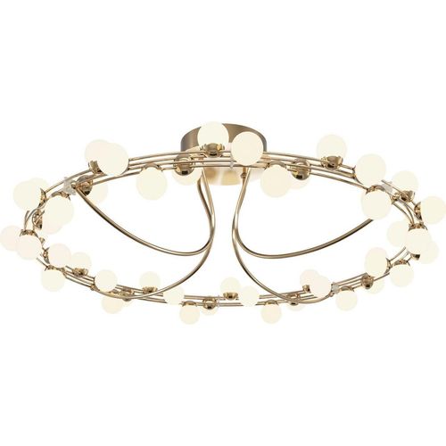 Deckenleuchte LED Edelstahl D: 80 cm rund in Gold Weiß Kugelschirm warmweiß 3000 K 5600 lm Modern Deckenlampe
