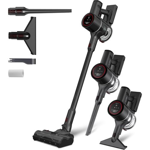 KLAMER Akkustaubsauger, 500 Watt Kabelloser Staubsauger, Flexibler Akku Handstaubsauger mit verschiedenen Aufsätzen, Flex Staubsauger mit LED Licht